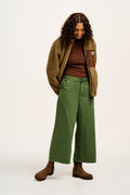 Halston - Wide leg Cotton Trousers in Highland Green