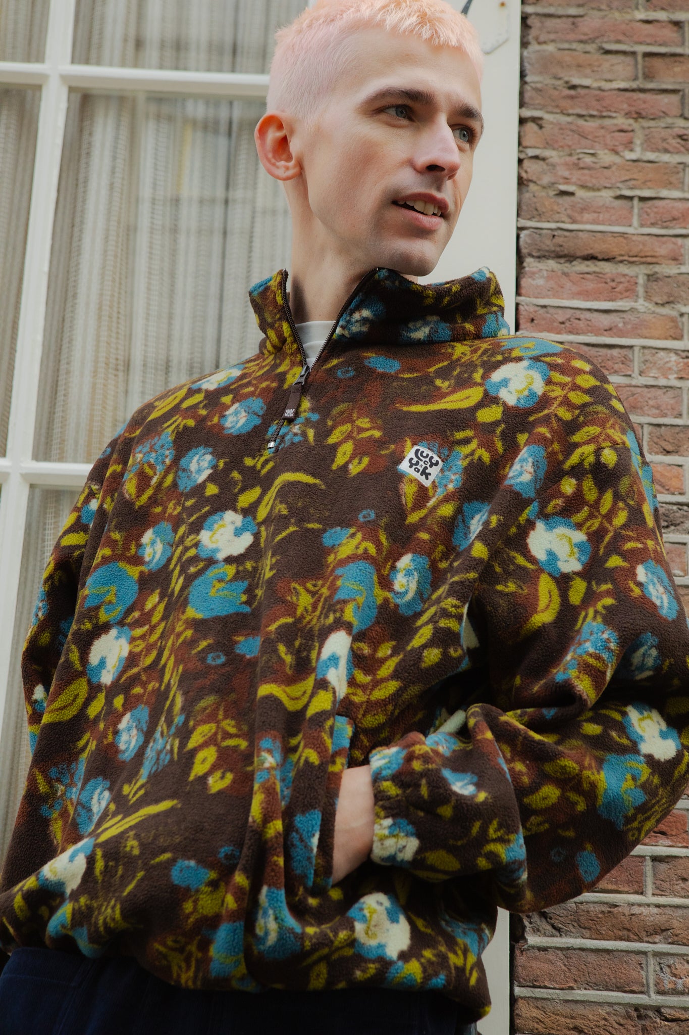 Stevie - Polar Fleece in Oak Brown Ingrid Floral Print