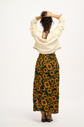 Poppy - Tencel Elasticated Waist Skirt in Sunflowers Print