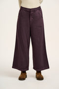 Halston - Wide leg Cotton Trousers in Plum Perfect Purple