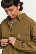 Lenny - Cotton Overshirt in Covert Green