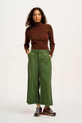 Halston - Wide leg Cotton Trousers in Highland Green