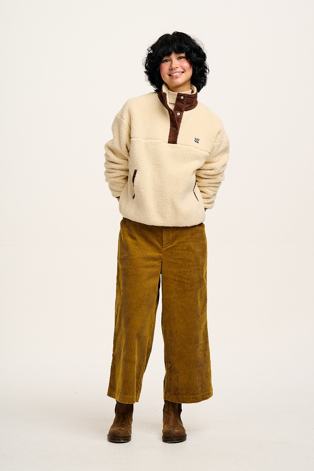 Malone - Borg Fleece in Cream & Brown