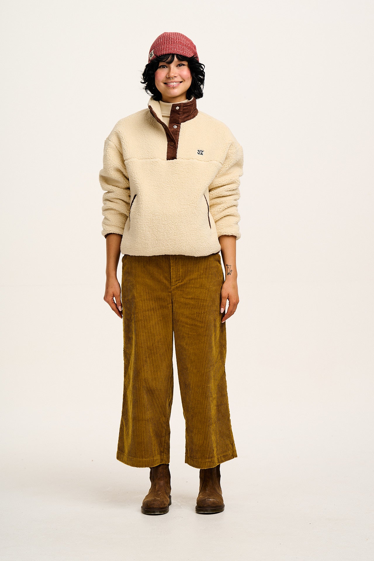 Malone - Borg Fleece in Cream & Brown