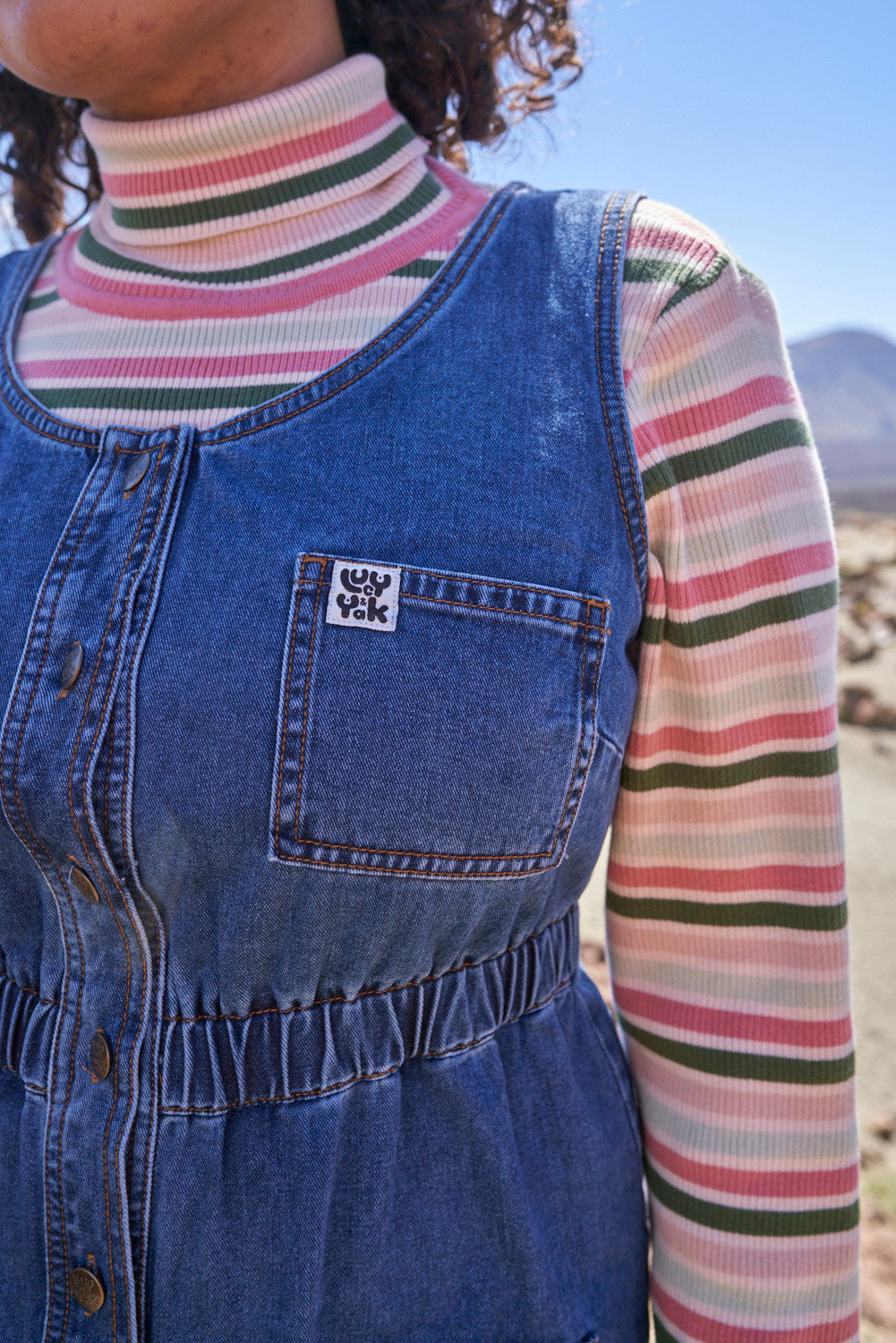 Juni - Denim Jumpsuit in Mid Wash Blue