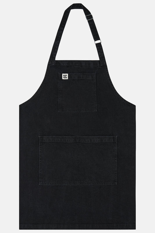 Ada - Denim Apron in Washed Black