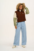 Blake - Cropped Polar Fleece in Cocoa, Cream & Sage