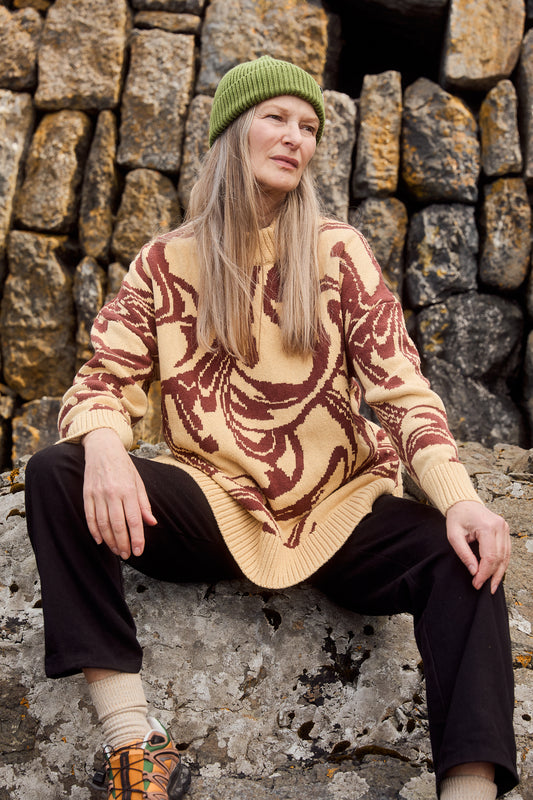 Amari - Oversized Cotton Jumper in Tiger Eye