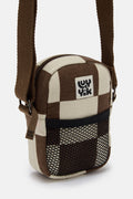 Brady - Crossbody Cotton Twill Bag in Cookies & Cream Checkerboard Print