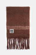 Rowan - Super Soft Scarf in Brown with Pink Stripe