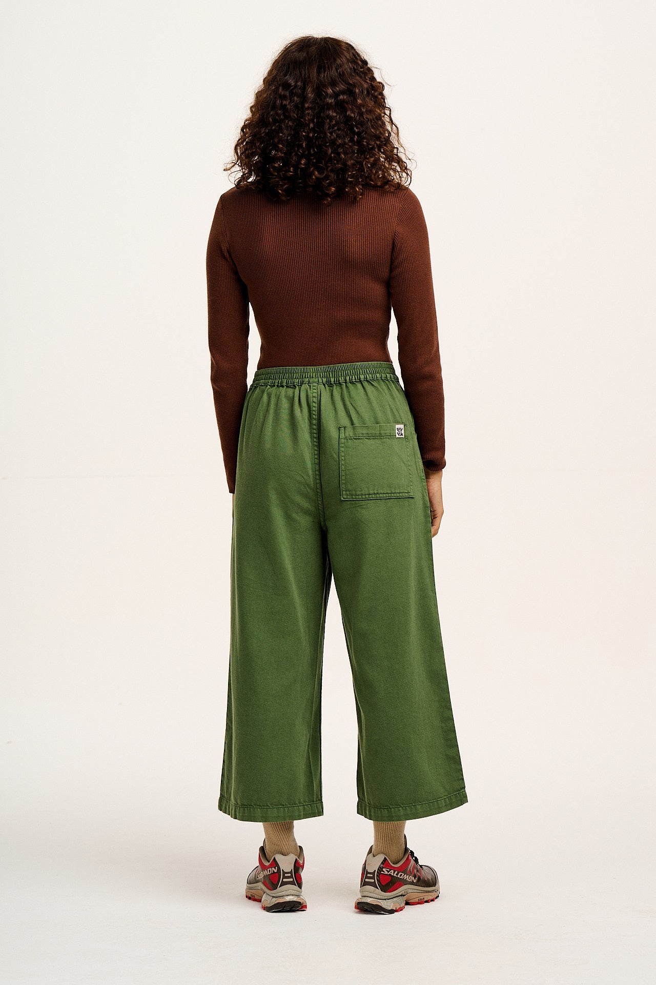 Halston - Wide leg Cotton Trousers in Highland Green