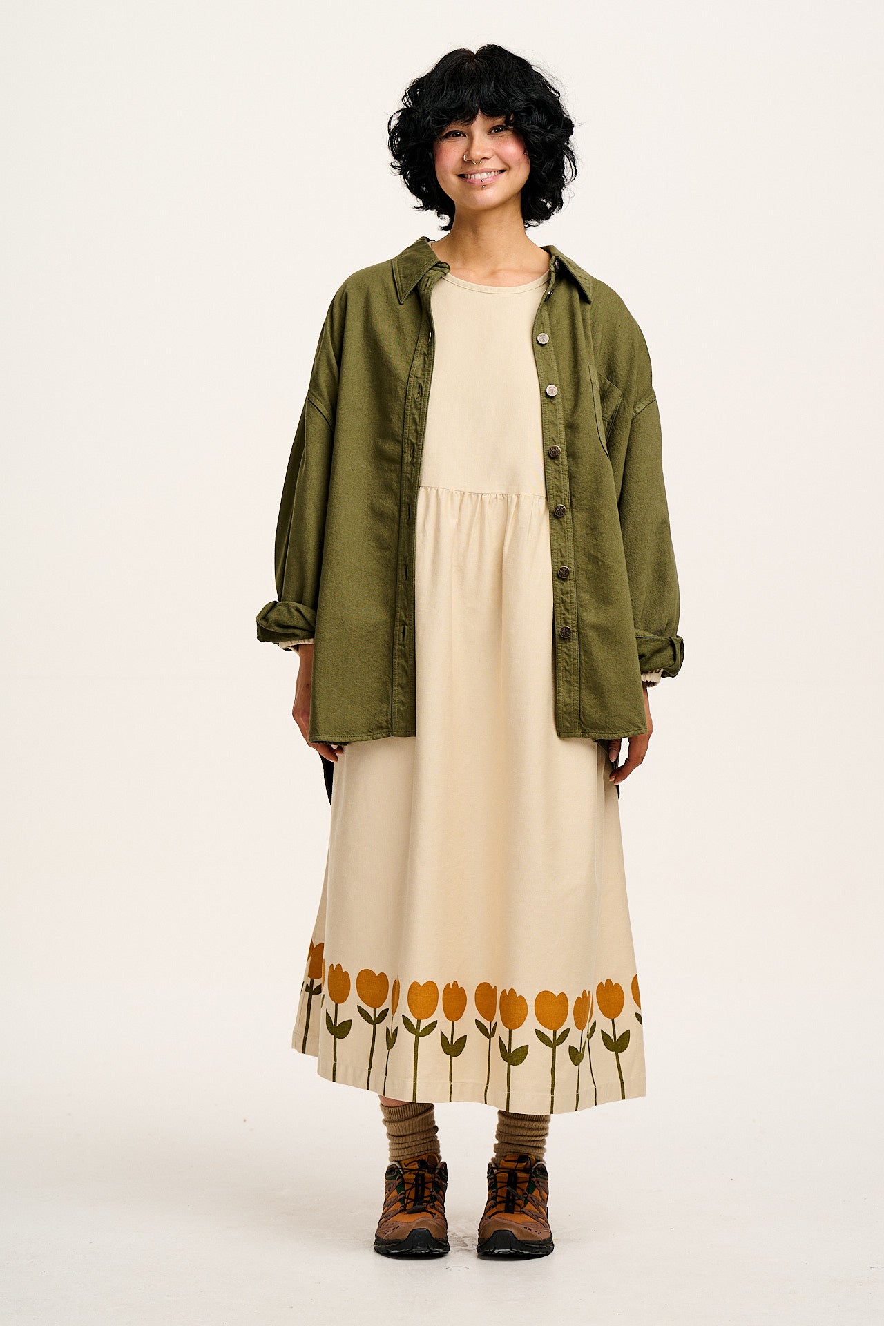 Sydney - Oversized Cotton Shirt in Khaki