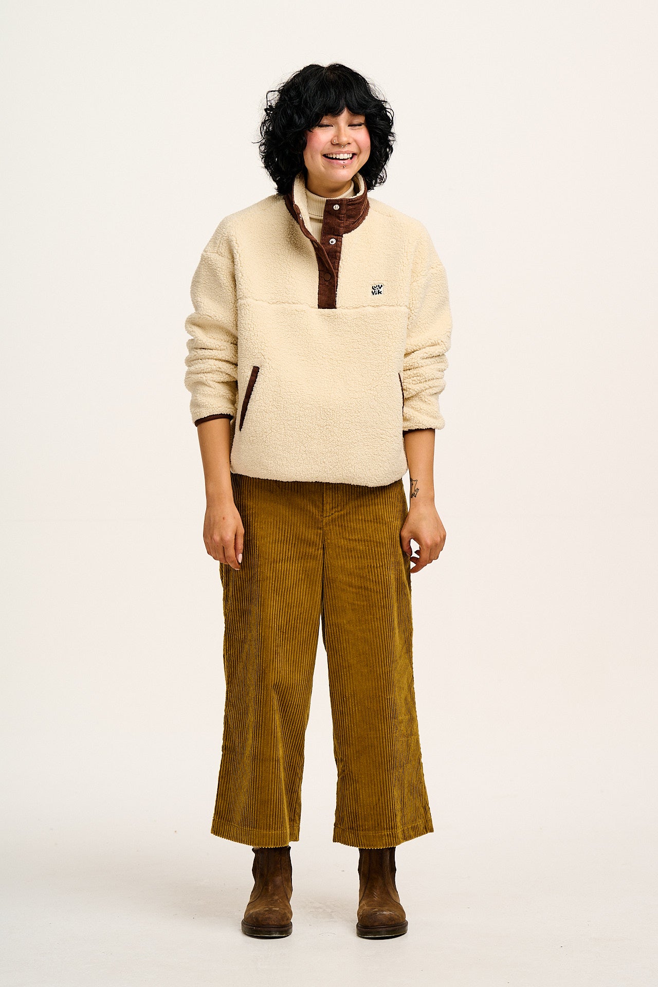 Malone - Borg Fleece in Cream & Brown