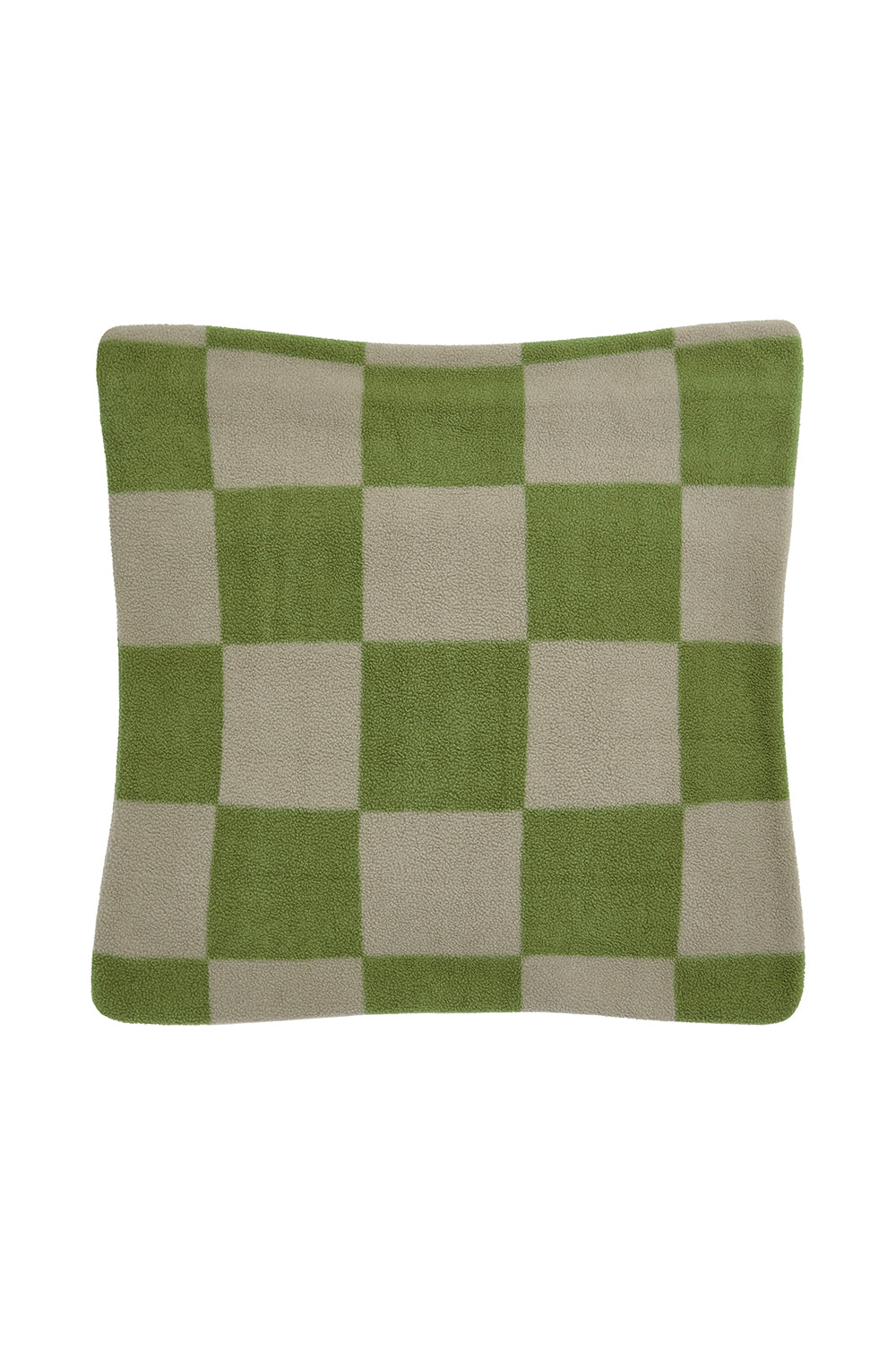 Bruna - Polar Fleece Cushion Cover in Green Checkerboard Print