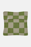 Bruna - Polar Fleece Cushion Cover in Green Checkerboard Print