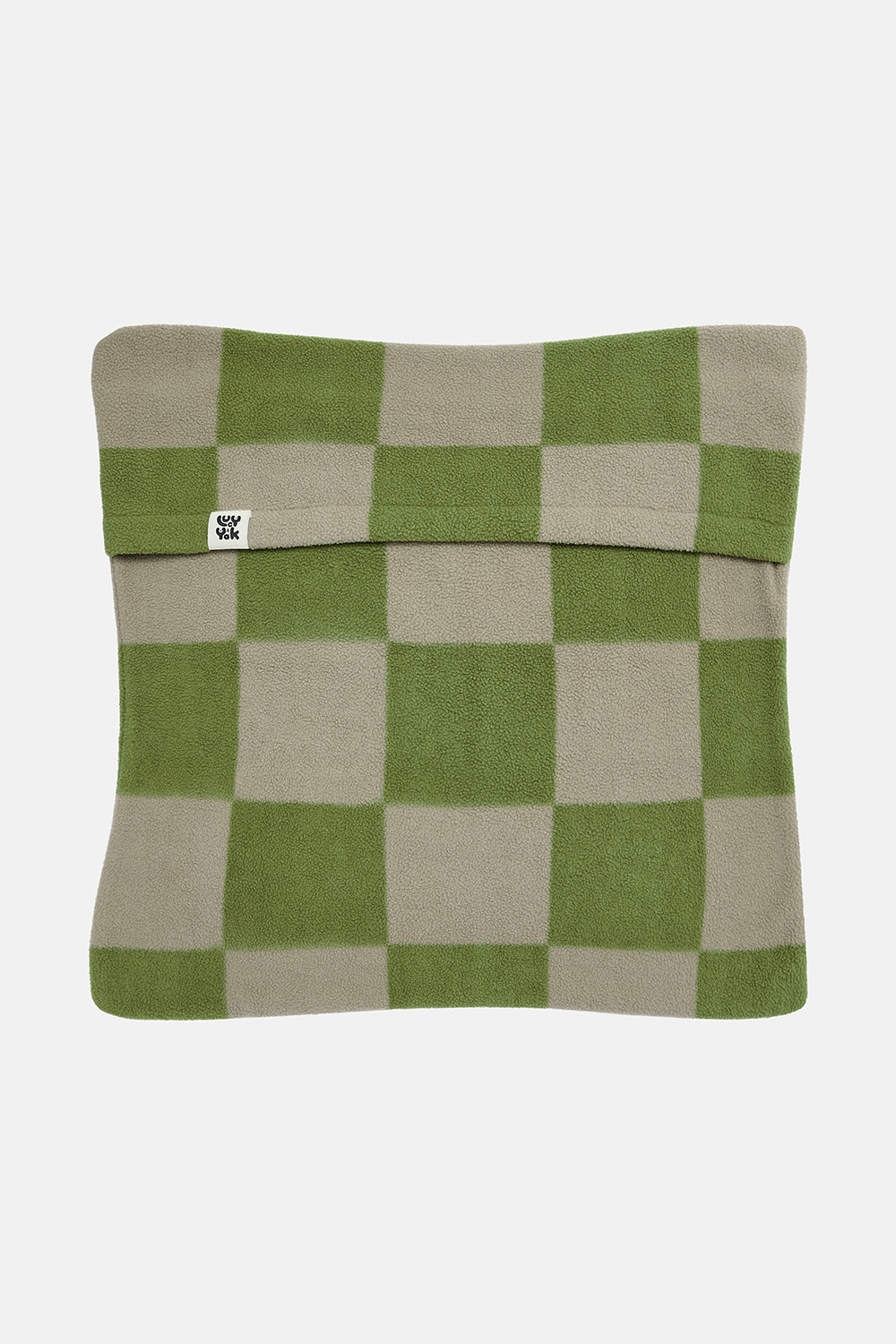 Bruna - Polar Fleece Cushion Cover in Green Checkerboard Print