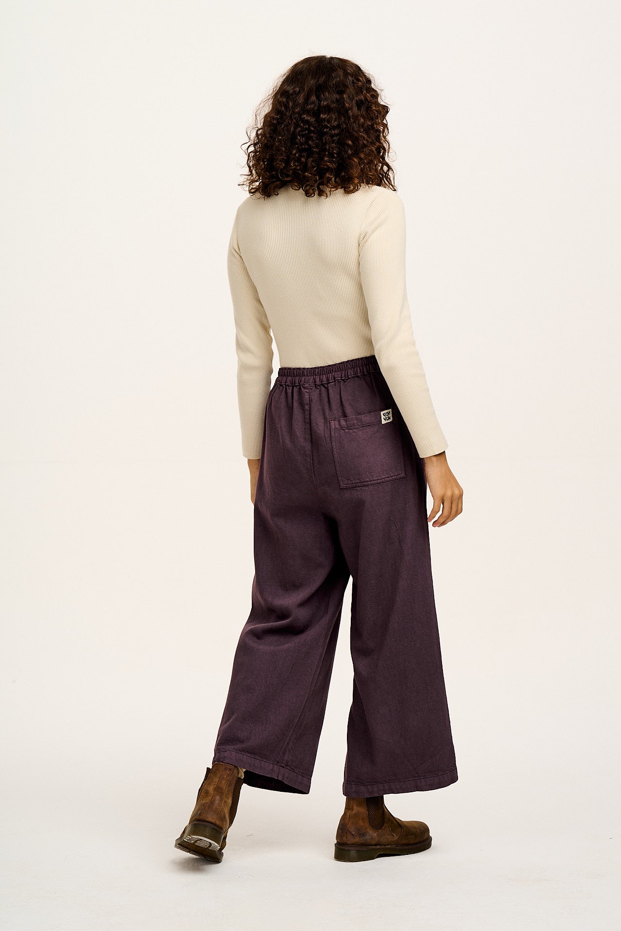 Halston - Wide leg Cotton Trousers in Plum Perfect Purple