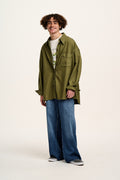 Sydney - Oversized Cotton Shirt in Khaki