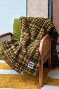 Braith - Borg Fleece Blanket in Brown Cher Check Print