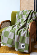 Braor - Polar Fleece Blanket in Green Checkerboard Print