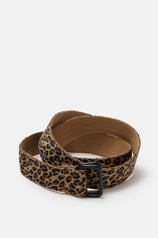 Flynn - D-Ring Cotton Belt in Leopard Print