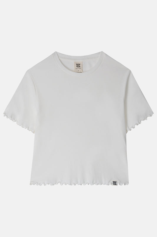 Greta - Cropped Cotton Top in Ecru