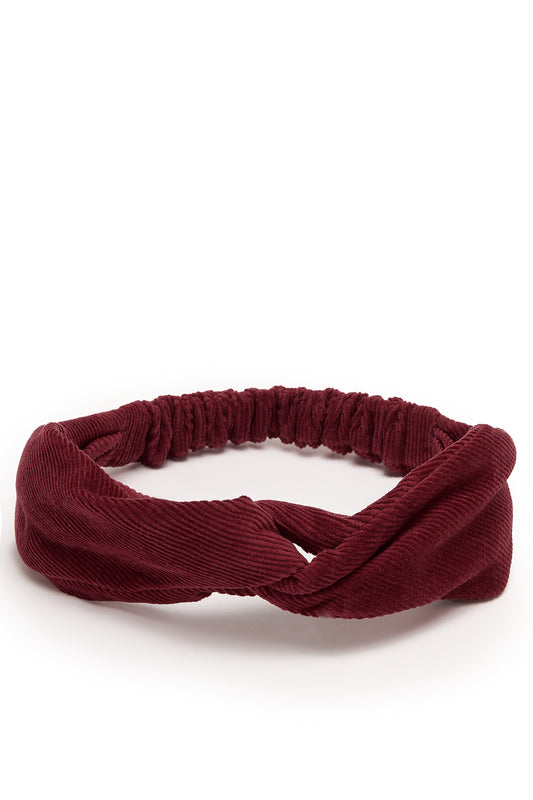 Hallie - Twist Top Headband in Maroon