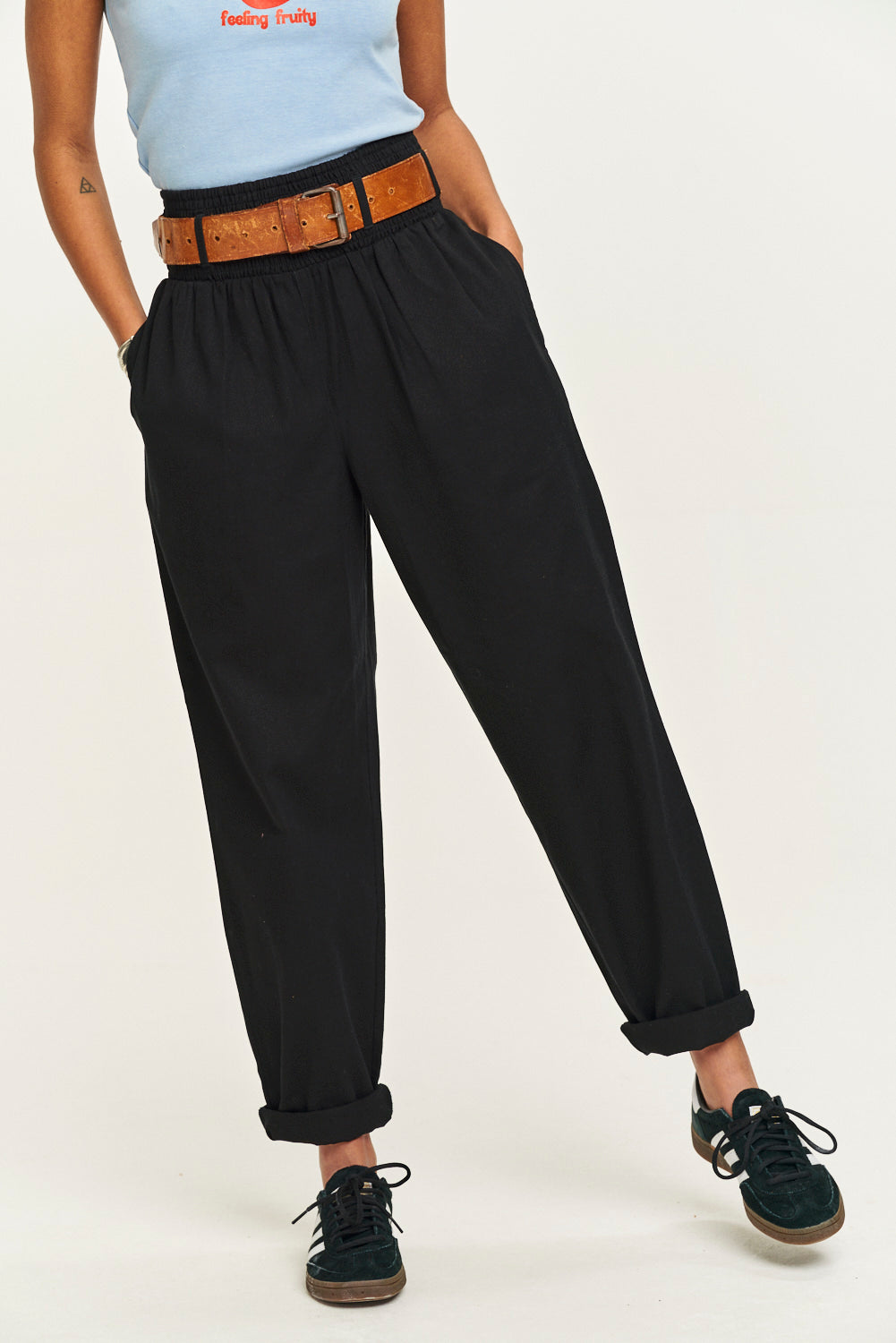 Alexa - Cotton Trousers in Black