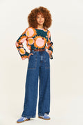 Delores - Wide Leg Denim Jeans in Mid Wash Blue