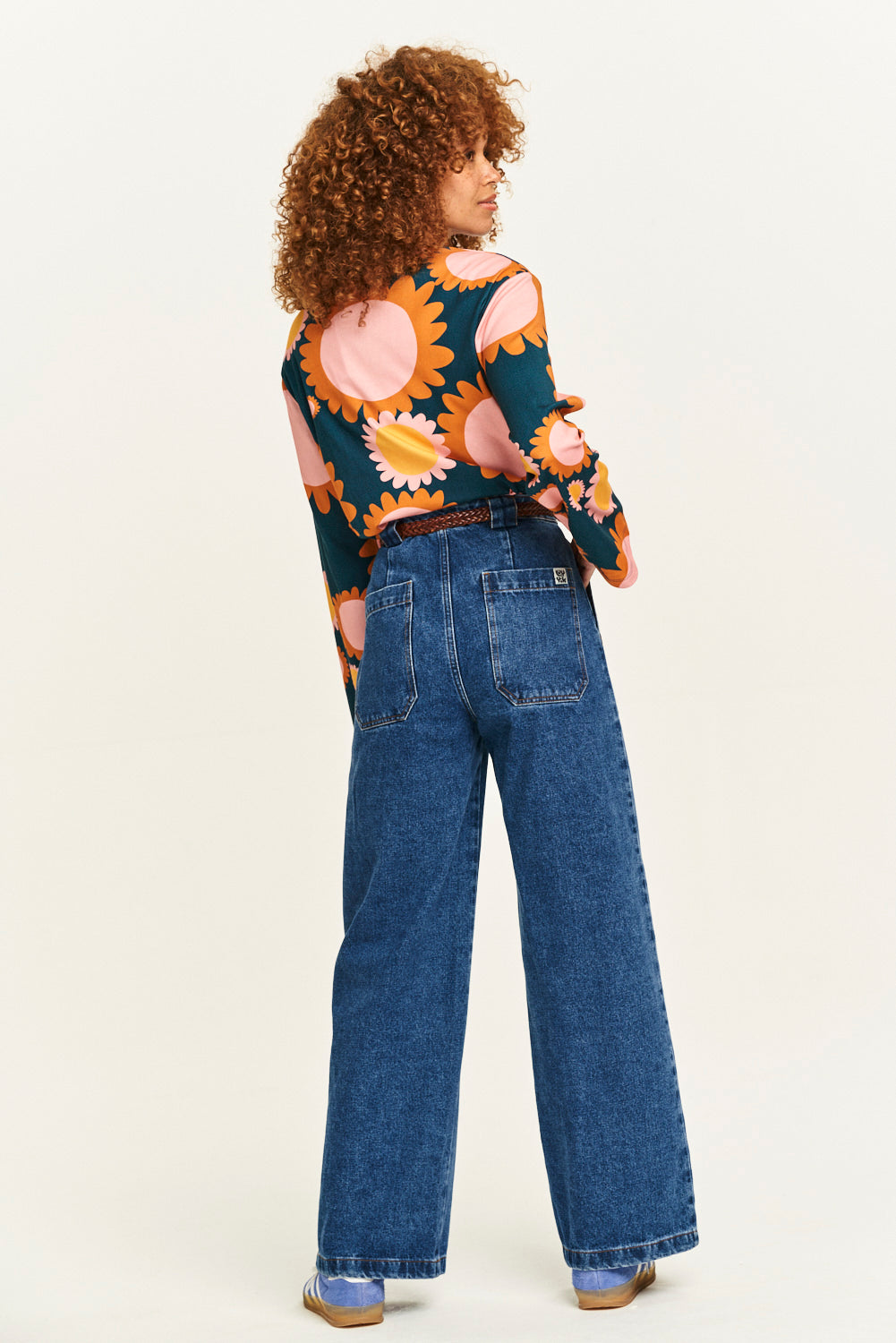 Delores - Wide Leg Denim Jeans in Mid Wash Blue