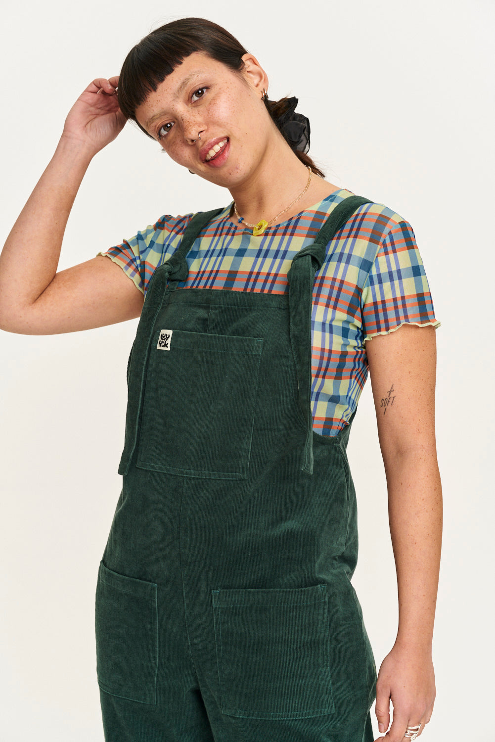 Original - Corduroy Dungarees in Posy Green