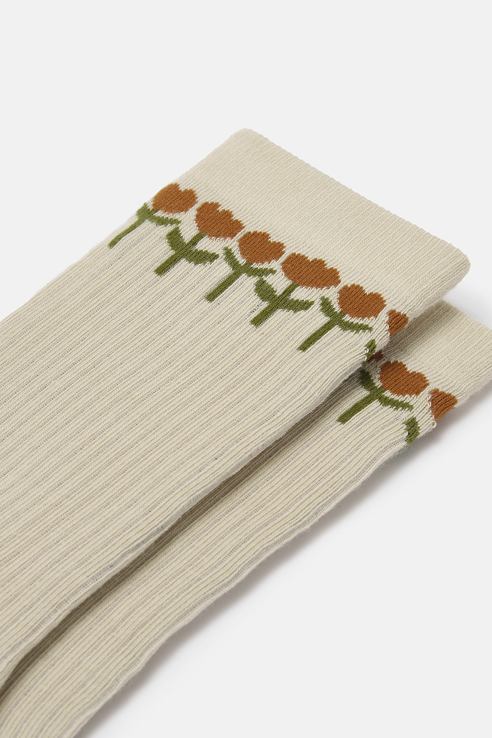 JoJo - Cotton Socks in Cream with Tulip Print