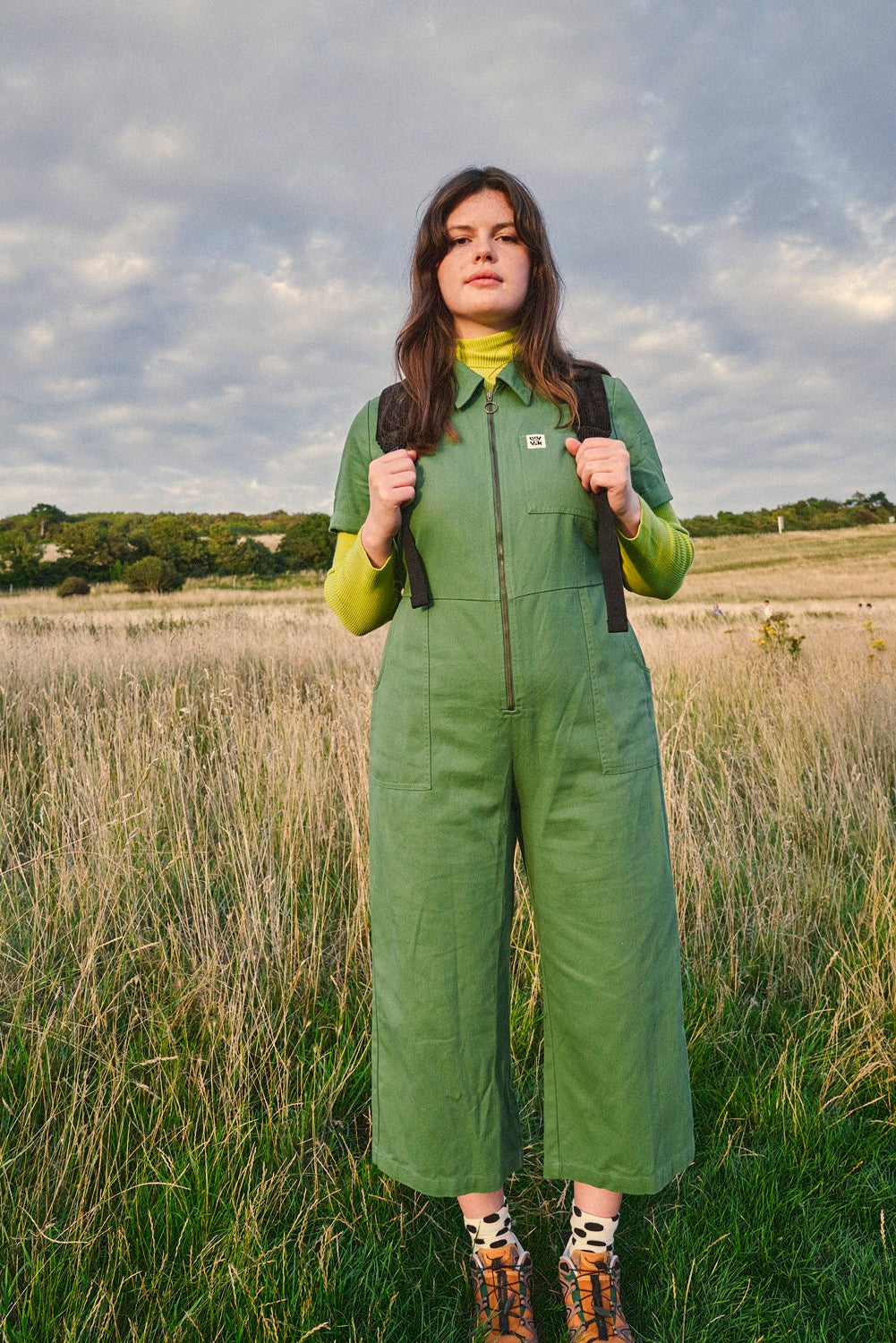 Ragan - Cotton Jumpsuit in Loden Frost Green