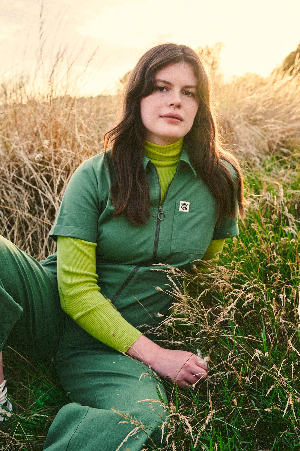 Ragan - Cotton Jumpsuit in Loden Frost Green