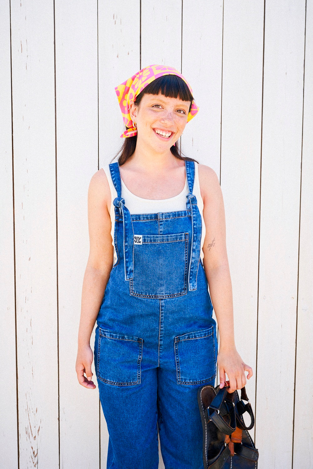 Original - Denim Dungarees in Mid Wash Blue