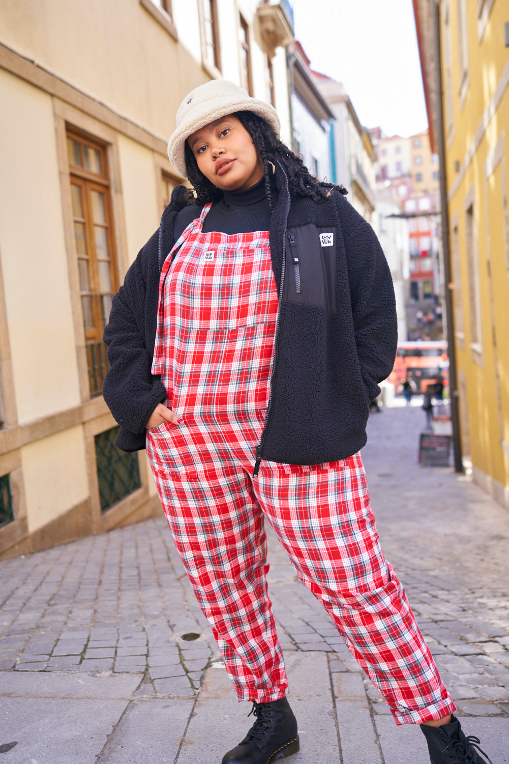 Original - Brushed Cotton Dungarees in Scarlet Tartan Print