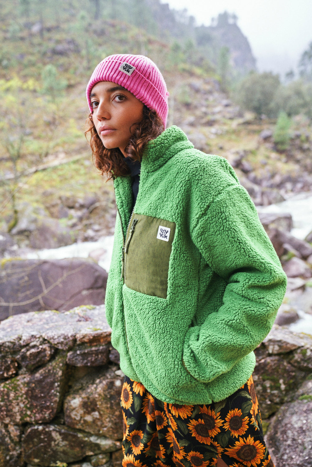 Harper - Borg Fleece Jacket in Zest Green