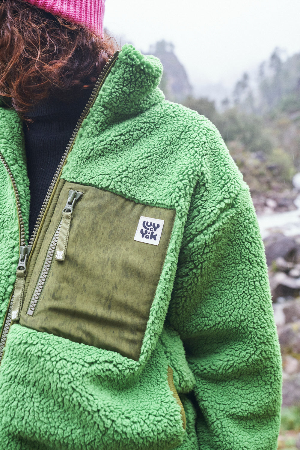 Harper - Borg Fleece Jacket in Zest Green