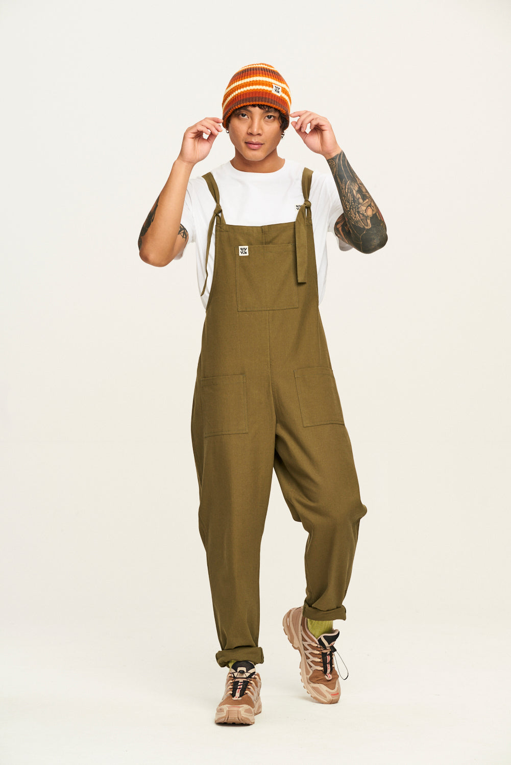 Original - Cotton Dungarees in Dark Olive