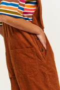 Easton - Corduroy Dungarees in Caramel Brown