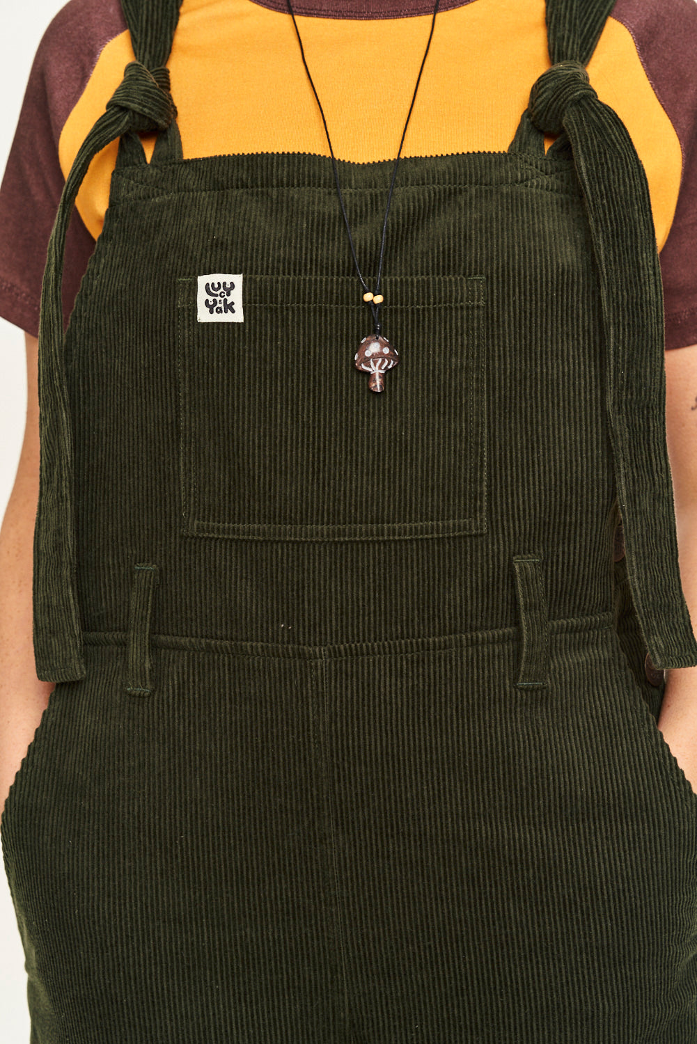 Easton - Corduroy Dungarees in Dark Olive Green