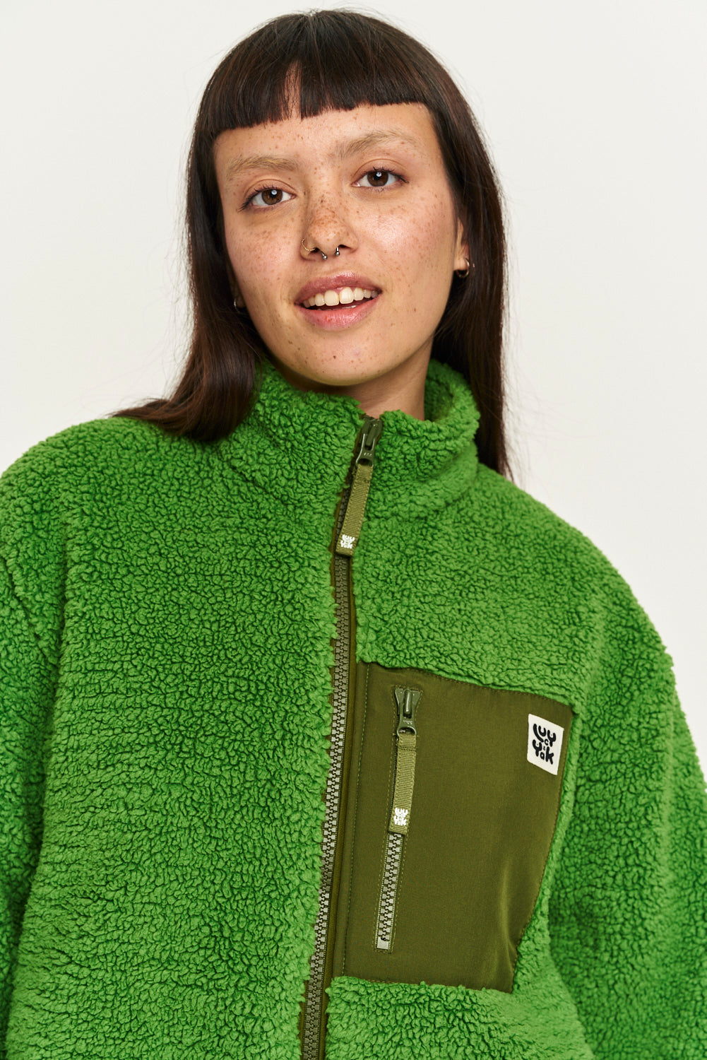 Harper - Borg Fleece Jacket in Zest Green