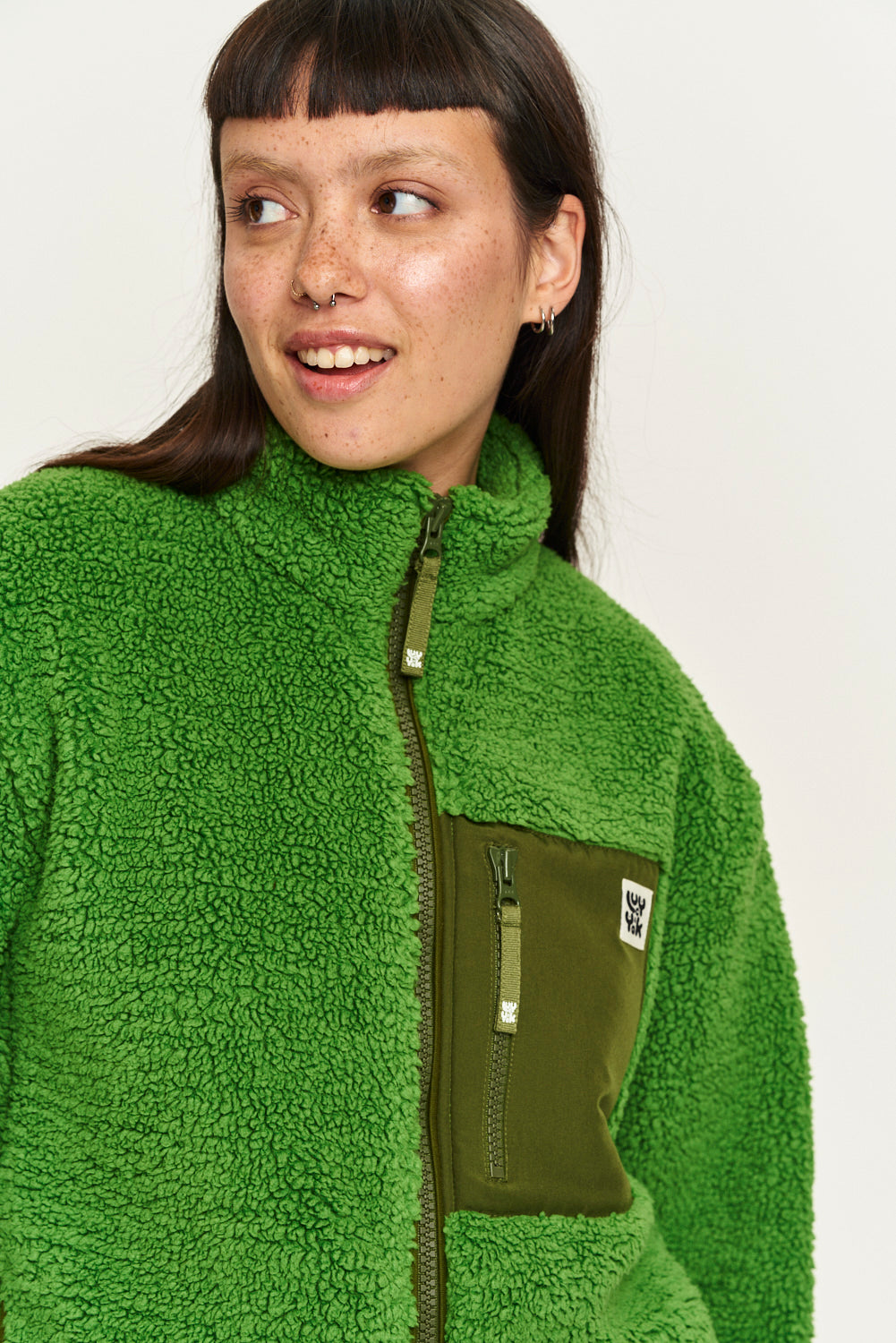 Harper - Borg Fleece Jacket in Zest Green