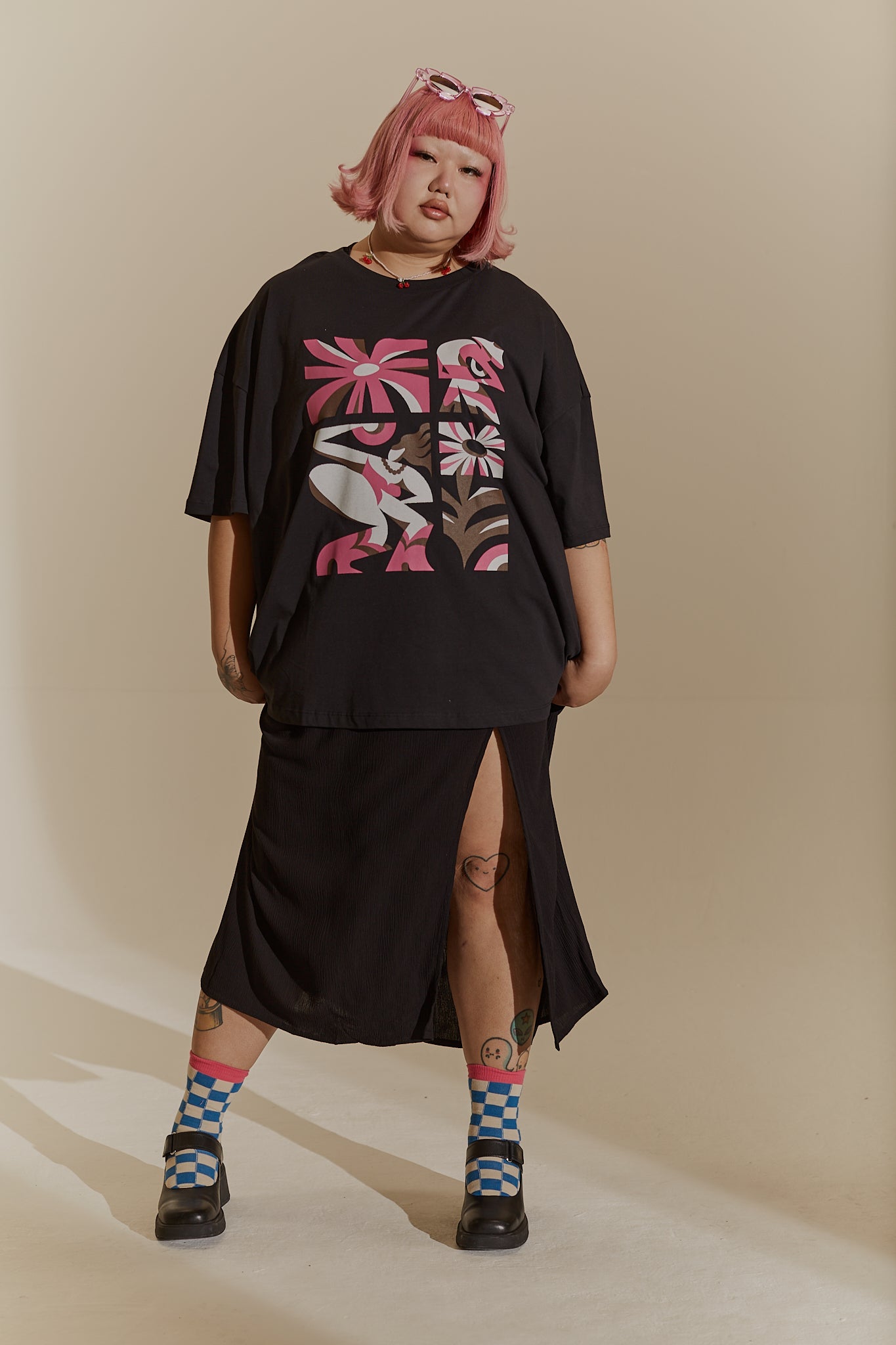 L.E. Benny - Oversized Cotton Tee in With Love Print by Artist Brian Rau