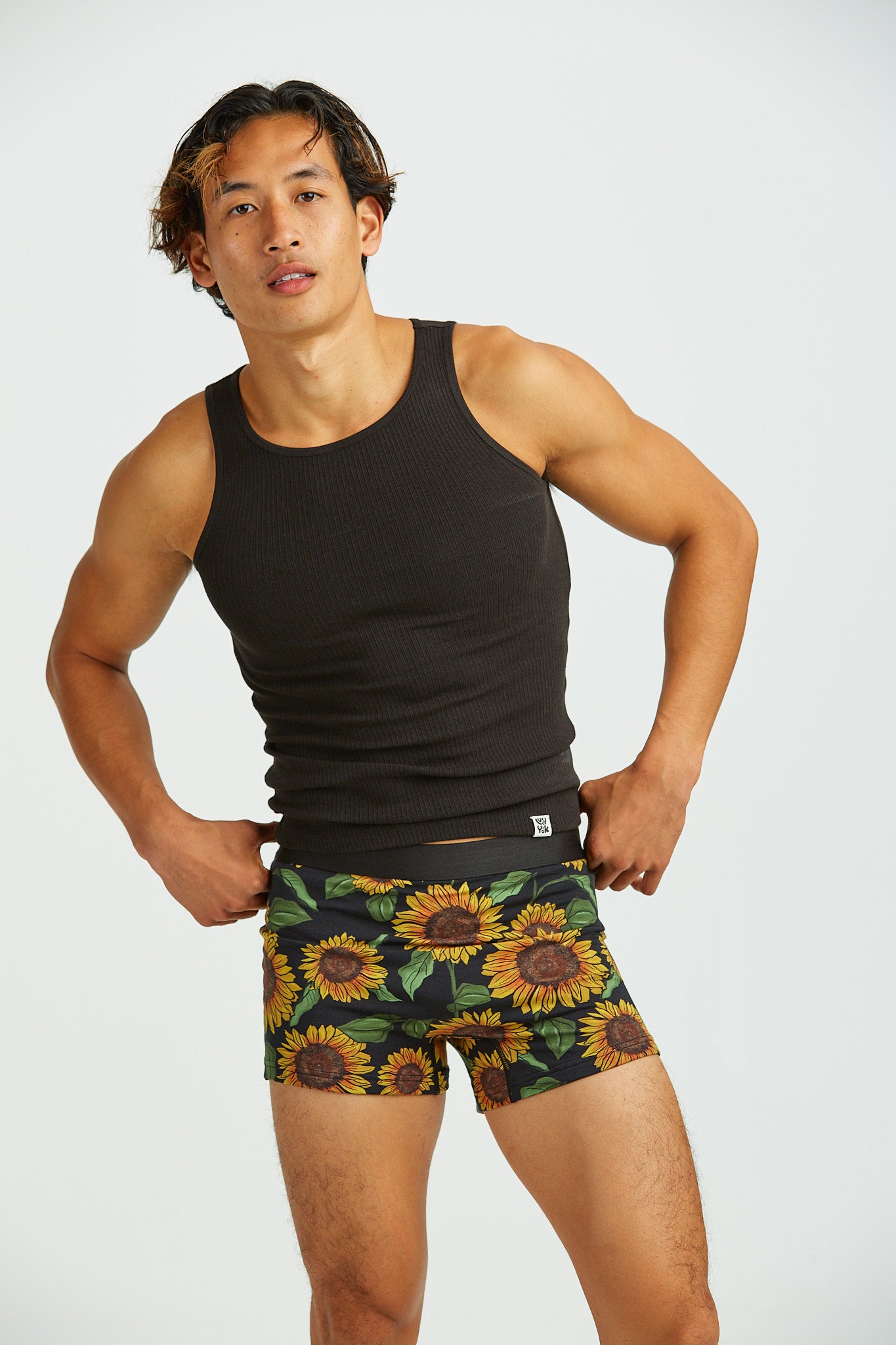 Joey - Cotton & Bamboo Boxer Shorts in Sunflower Print