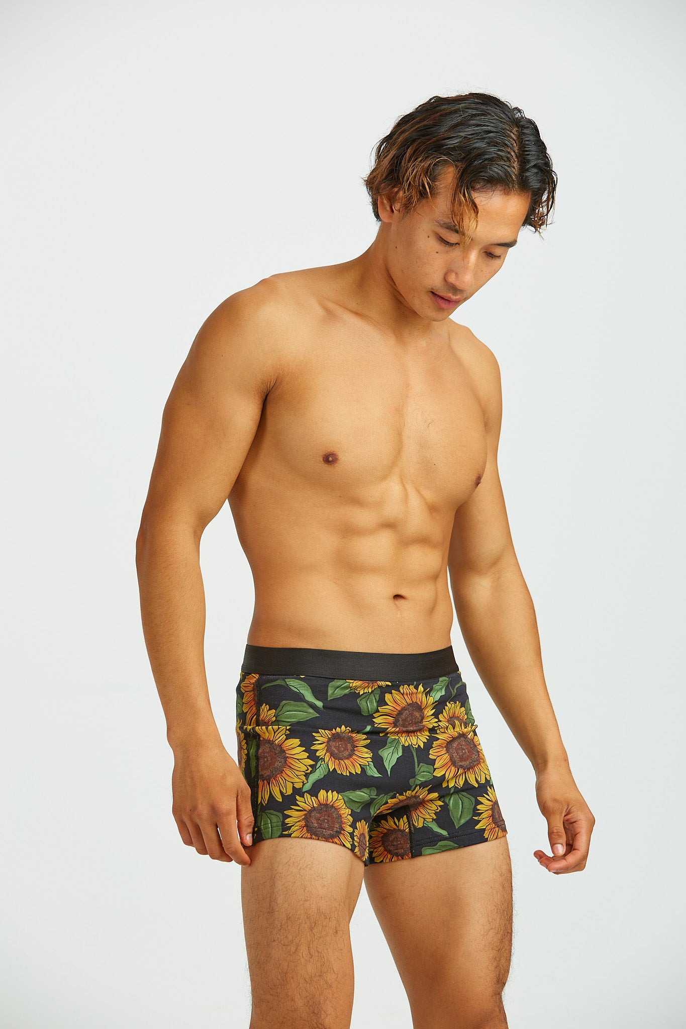 Joey - Cotton & Bamboo Boxer Shorts in Sunflower Print