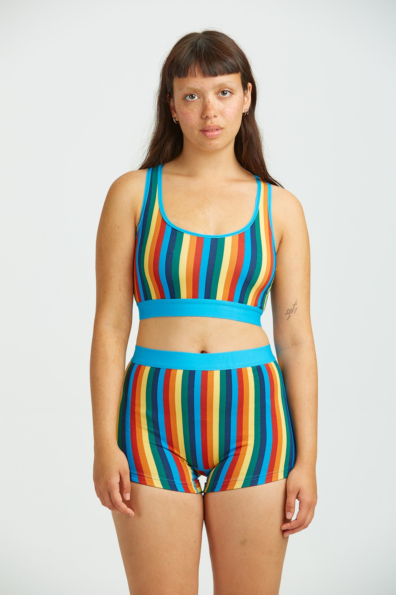 Joey - Cotton & Bamboo Boxer Shorts in Rainbow Stripe