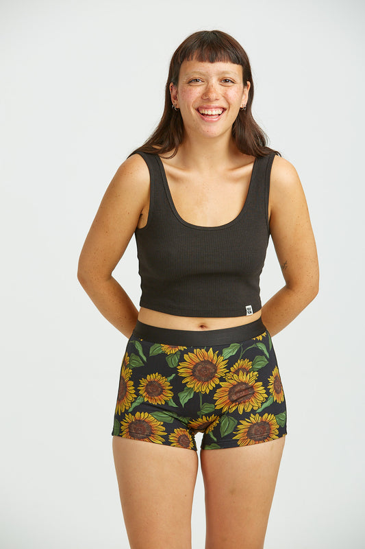 Joey - Cotton & Bamboo Boxer Shorts in Sunflower Print