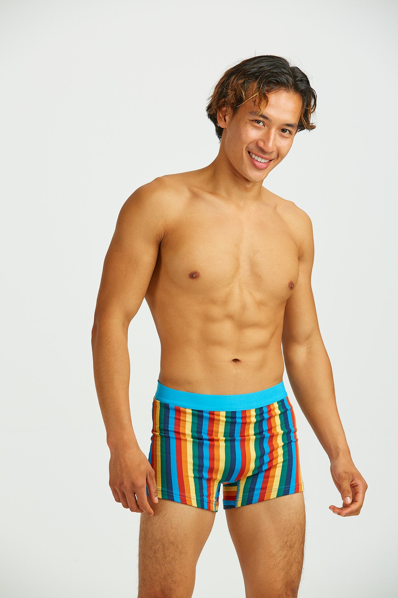 Joey - Cotton & Bamboo Boxer Shorts in Rainbow Stripe