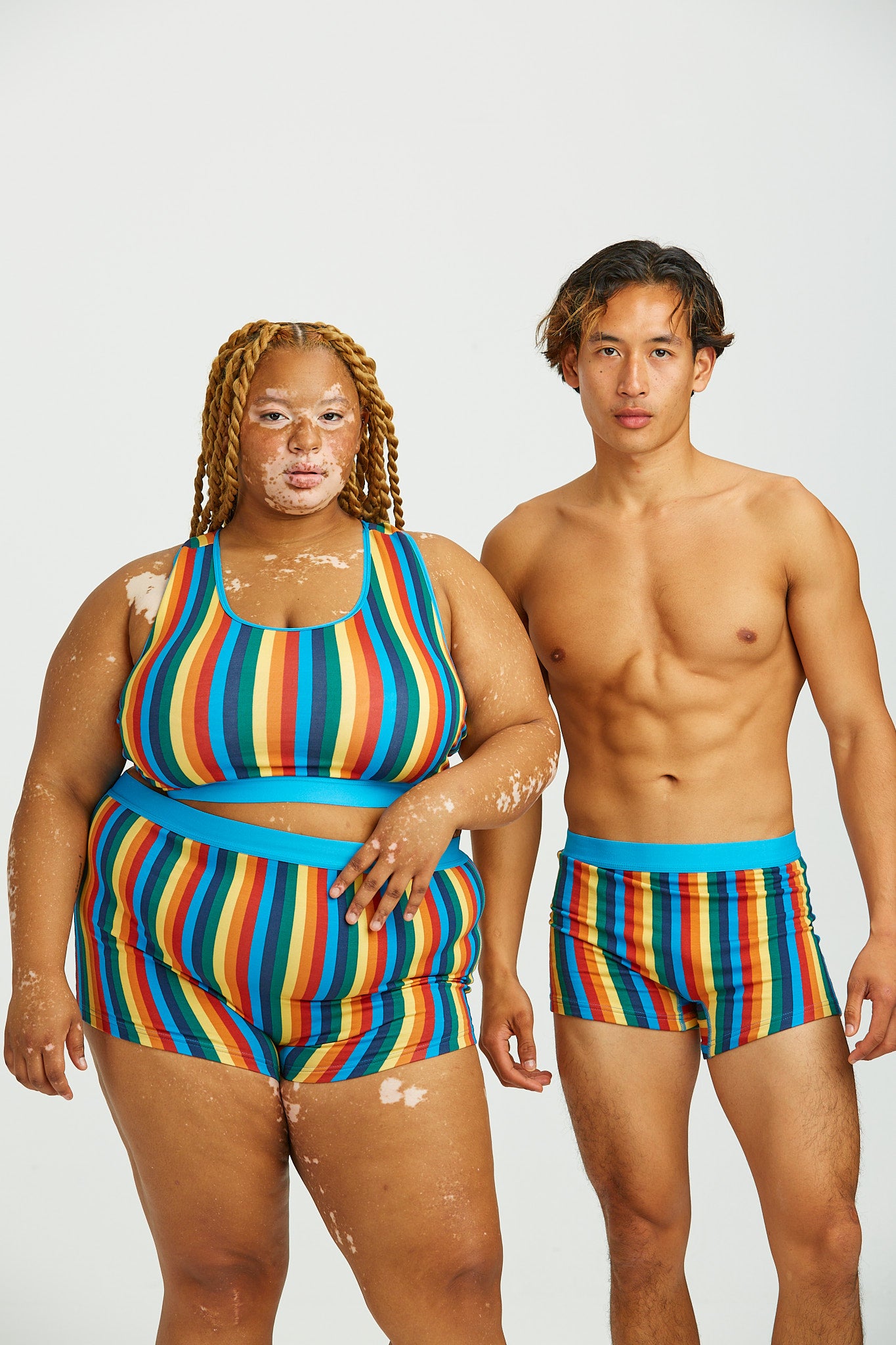 Joey - Cotton & Bamboo Boxer Shorts in Rainbow Stripe